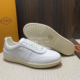 Tods New Calf Leather Casual Sneakers For Men White