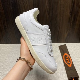 Tods New Calf Leather Casual Sneakers For Men White
