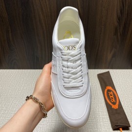 Tods New Calf Leather Casual Sneakers For Men White
