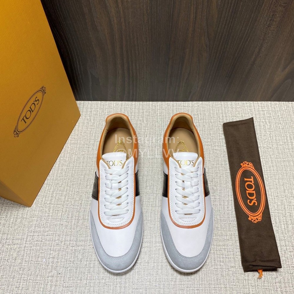 Tods New Calf Leather Casual Sneakers For Men Gray