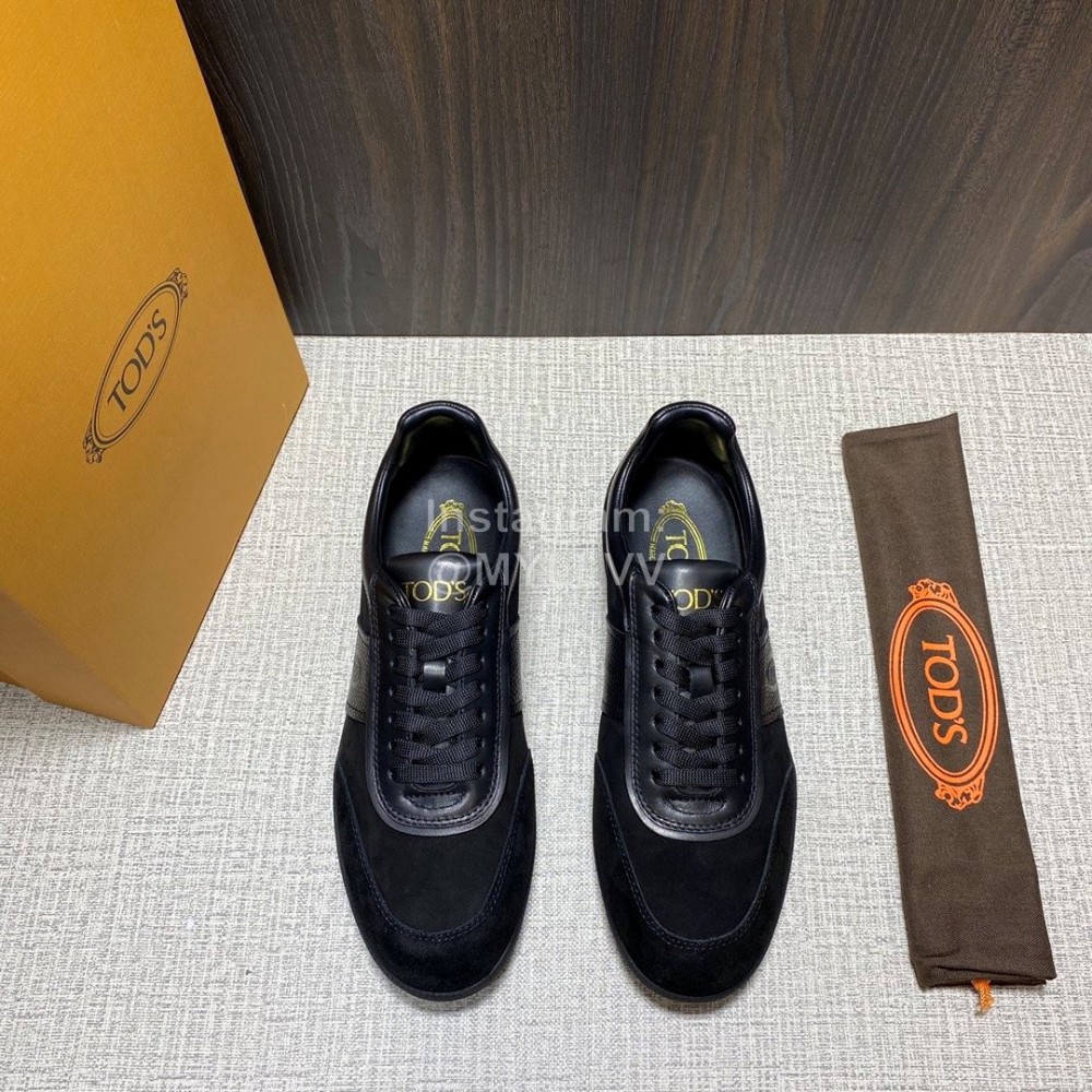 Tods New Calf Leather Casual Sneakers For Men Black