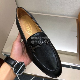 Tods Black Calf Leather Casual Business Shoes For Men 