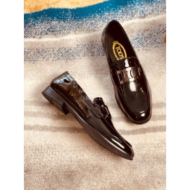 Tods Patent Leather Casual Business Shoes For Men Black