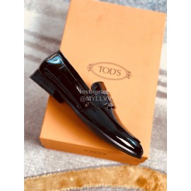 Tods Patent Leather Casual Business Shoes For Men Black