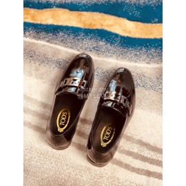 Tods Patent Leather Casual Business Shoes For Men Black