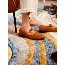 Tods Velvet Leather Casual Business Shoes For Men Tan