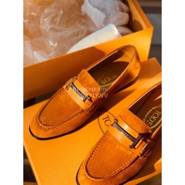 Tods Velvet Leather Casual Business Shoes For Men Tan