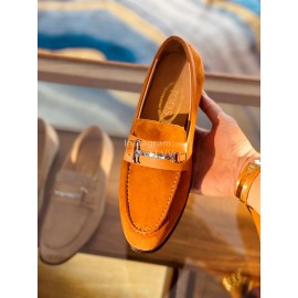 Tods Velvet Leather Casual Business Shoes For Men Tan