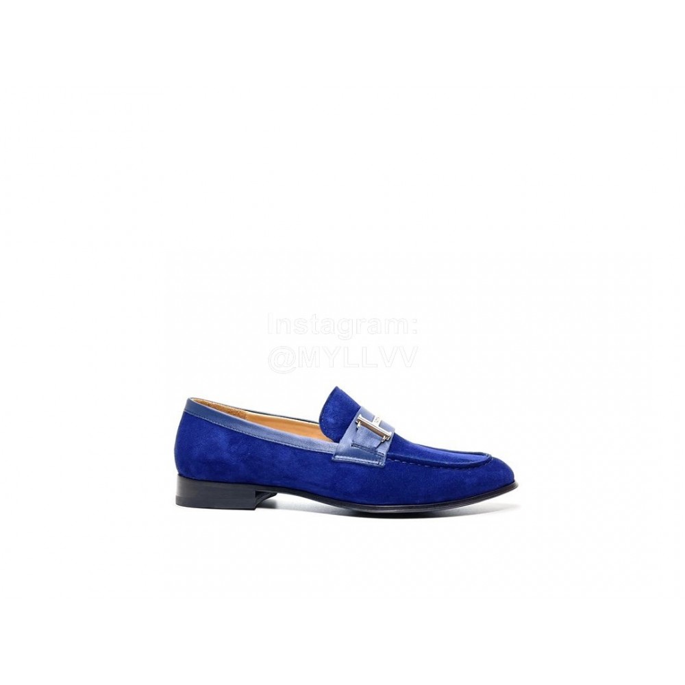 Tods Velvet Leather Casual Business Shoes For Men Blue
