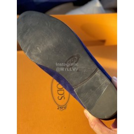 Tods Velvet Leather Casual Business Shoes For Men Blue