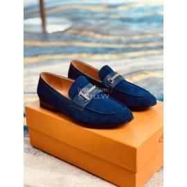 Tods Velvet Leather Casual Business Shoes For Men Blue