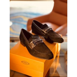 Tods Velvet Leather Casual Business Shoes For Men Brown