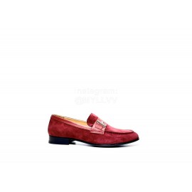 Tods Velvet Leather Casual Business Shoes For Men Wine Red