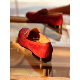 Tods Velvet Leather Casual Business Shoes For Men Wine Red