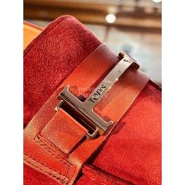 Tods Velvet Leather Casual Business Shoes For Men Wine Red