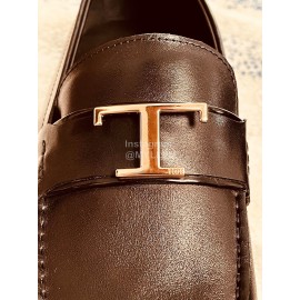 Tods Cowhide Casual Business Shoes For Men Brown