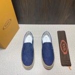 Tods Denim Woven Hemp Rope Casual Shoes For Men Blue