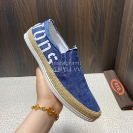 Tods Denim Woven Hemp Rope Casual Shoes For Men Blue