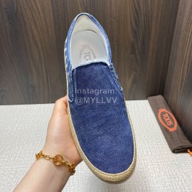 Tods Denim Woven Hemp Rope Casual Shoes For Men Blue