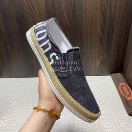 Tods Denim Woven Hemp Rope Casual Shoes For Men Black