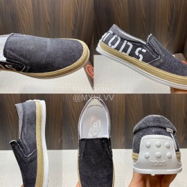 Tods Denim Woven Hemp Rope Casual Shoes For Men Black