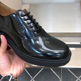 Tods Oil Wax Cowhide Lace Up Loafers For Men Black