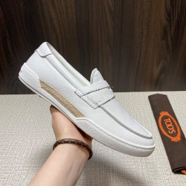 Tods Soft Split Leather Casual Shoes For Men White