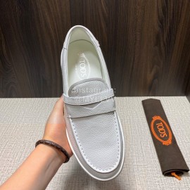 Tods Soft Split Leather Casual Shoes For Men White