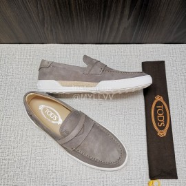 Tods Soft Velvet Leather Casual Shoes For Men Gray