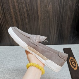 Tods Soft Velvet Leather Casual Shoes For Men Gray