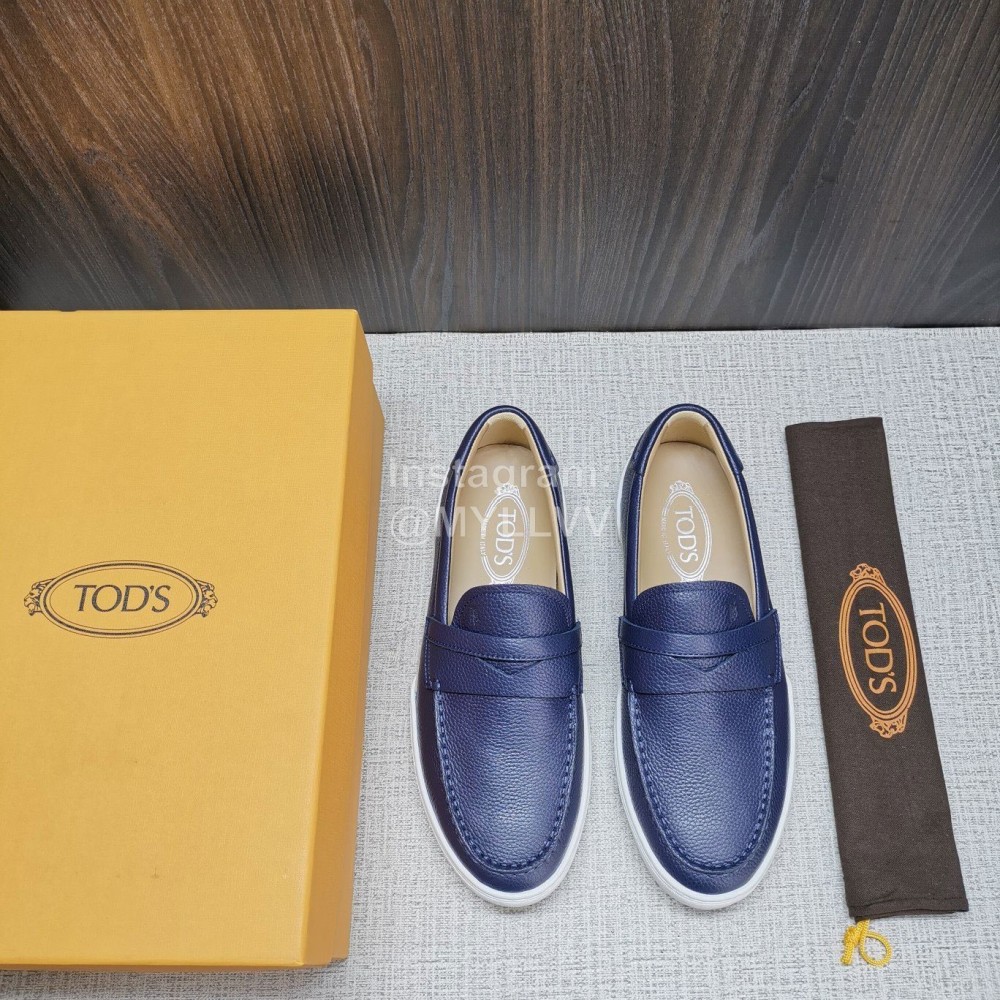 Tods Soft Split Leather Casual Shoes For Men Blue