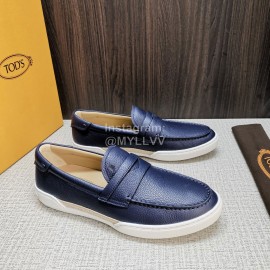 Tods Soft Split Leather Casual Shoes For Men Blue
