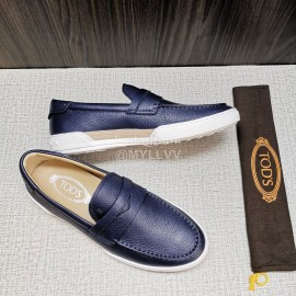 Tods Soft Split Leather Casual Shoes For Men Blue