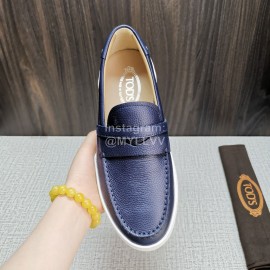 Tods Soft Split Leather Casual Shoes For Men Blue