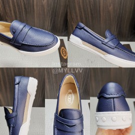 Tods Soft Split Leather Casual Shoes For Men Blue