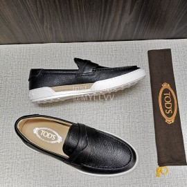 Tods Soft Split Leather Casual Shoes For Men Black