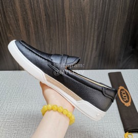 Tods Soft Split Leather Casual Shoes For Men Black