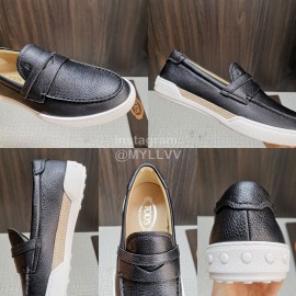 Tods Soft Split Leather Casual Shoes For Men Black