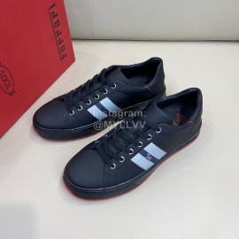 Tods New Calf Leather Lace Up Casual Sneakers For Men Black