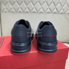 Tods New Calf Leather Lace Up Casual Sneakers For Men Black