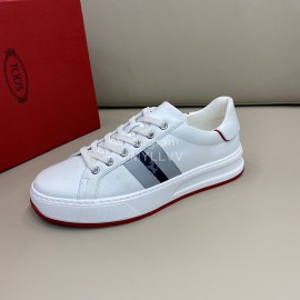 Tods New Calf Leather Lace Up Casual Sneakers For Men White