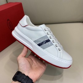 Tods New Calf Leather Lace Up Casual Sneakers For Men White