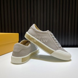 Tods Calf Leather Lace Up Leisure Sneakers For Men Gray
