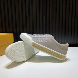 Tods Calf Leather Lace Up Leisure Sneakers For Men Gray