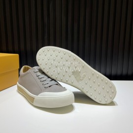 Tods Calf Leather Lace Up Leisure Sneakers For Men Gray
