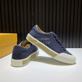 Tods Calf Leather Lace Up Leisure Sneakers For Men Navy