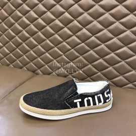 Tods Denim Woven Hemp Rope Casual Loafers For Men Black