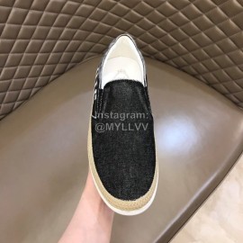 Tods Denim Woven Hemp Rope Casual Loafers For Men Black