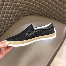 Tods Denim Woven Hemp Rope Casual Loafers For Men Black