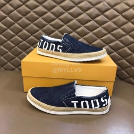 Tods Denim Woven Hemp Rope Casual Loafers For Men 